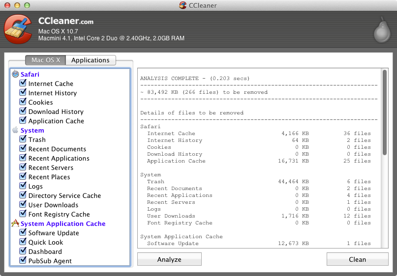 CCleaner for Mac OS X 1.00.077 Beta