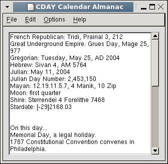 CDAY Calendar Almanac