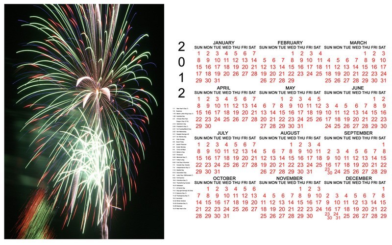 Calendars 2012 Templates for Photoshop or Elements