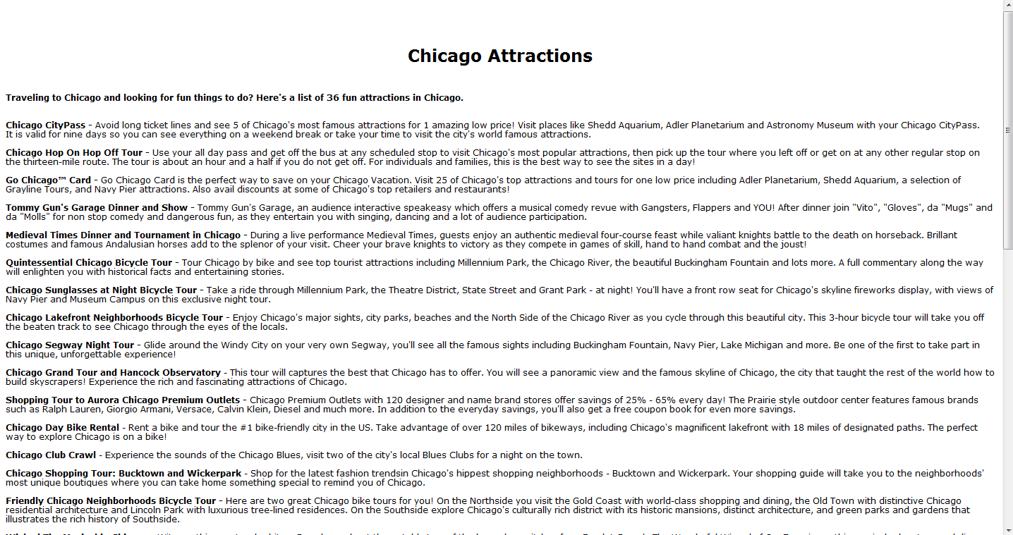 Chicago Attractions and Tours
