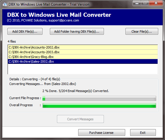 Convert DBX to Windows Live