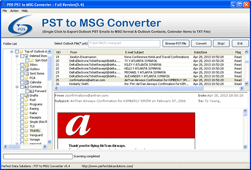 Convert PST to MSG Files