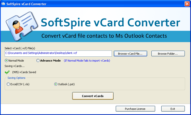 Convert vCard to MS Outlook 2003