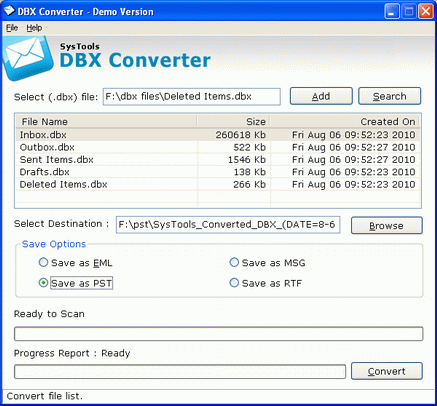 Converting DBX file to PST