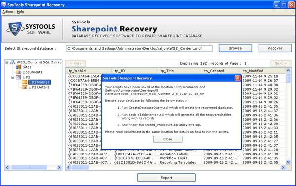 Database Recovery Software for SharePoint
