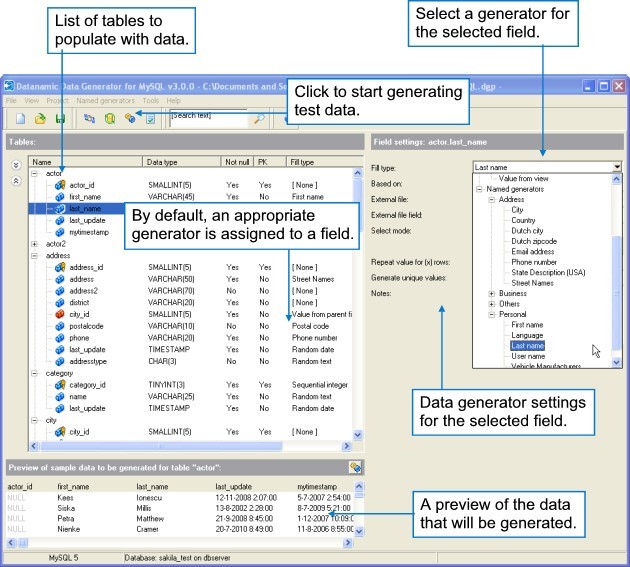 Datanamic Data Generator for MySQL Server