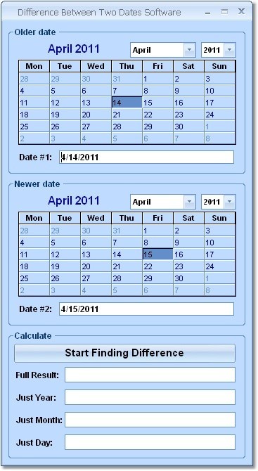 Difference Between Two Dates Software