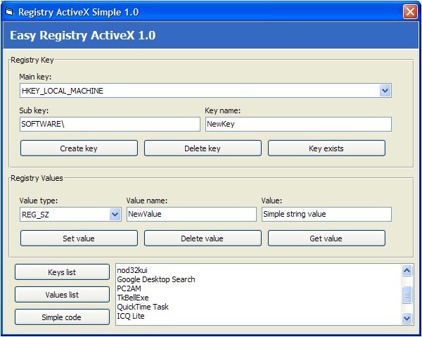 Easy Registry ActiveX