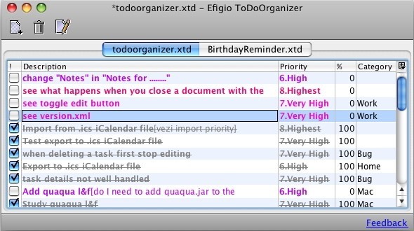 Efigio ToDo Organizer for Mac