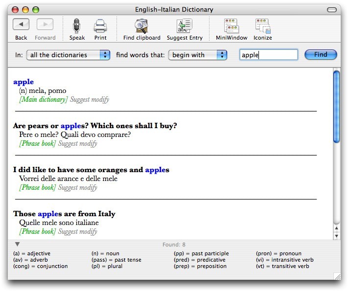 English-Italian Dictionary for Mac