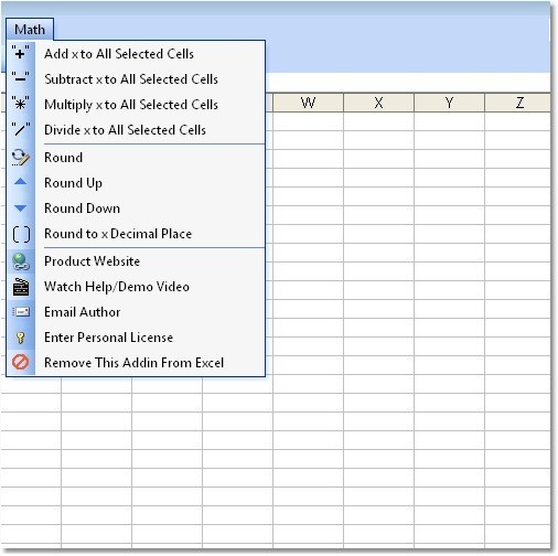 Excel Add, Subtract, Multiply, Divide or Round All Cells Software