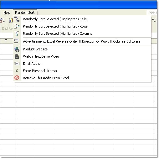 Excel Random Sort Order of Cells, Rows & Columns Software