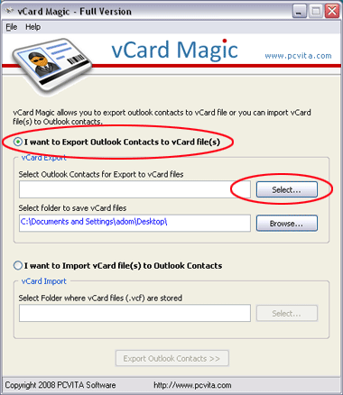 Export vCard from Outlook 2007