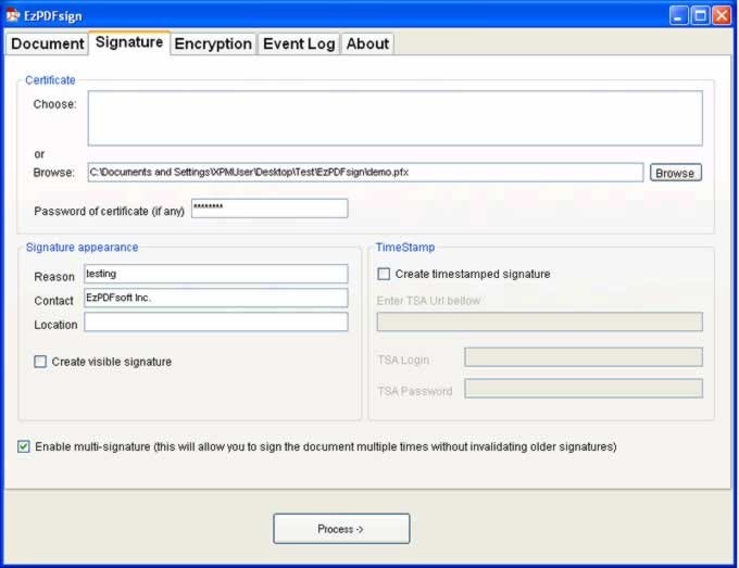 EzPDFsign PDF signing tool