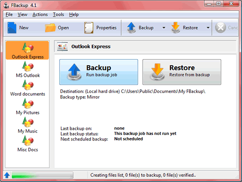 FBackup free backup software