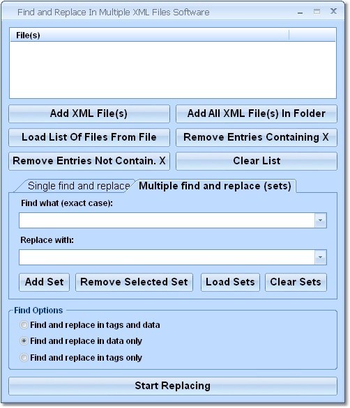 Find and Replace In Multiple XML Files Software