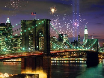 Fireworks on Brooklyn Bridge Screensaver