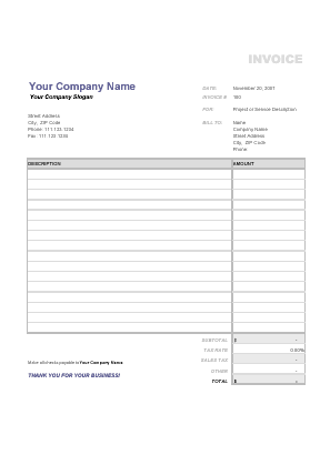 Free invoice template-Excel invoice form