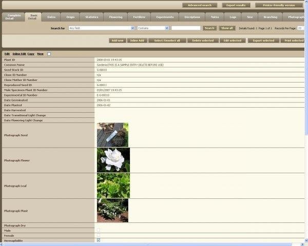 Graphical Botanical Database Management