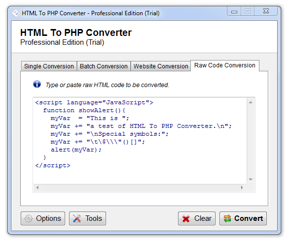 HTML To PHP Converter