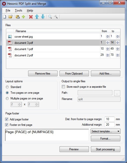 Hexonic PDF Split and Merge Freeware