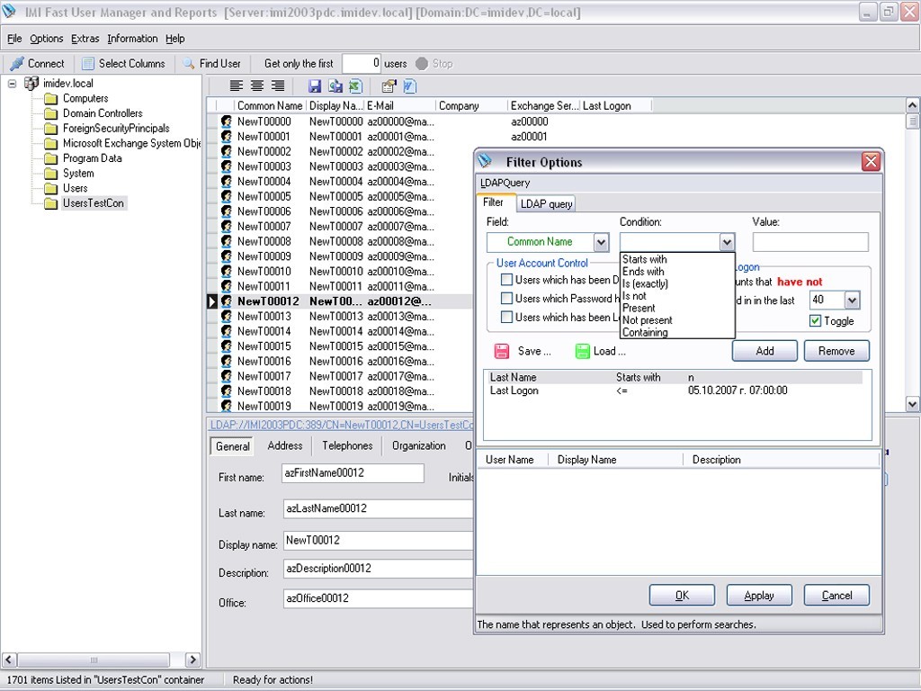 IMI Fast User Manager and Reports
