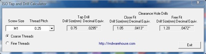 ISO Metric Tap Drill Calculator