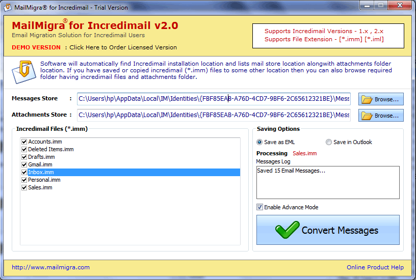 Incredimail to Outlook 2007 Converter