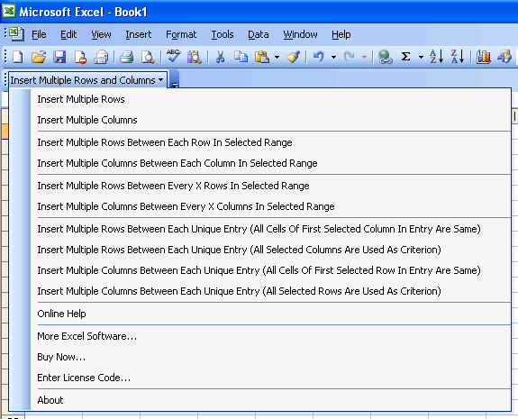 Insert Multiple Rows and Columns Between Data in Excel
