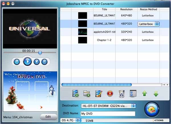 Joboshare MPEG to DVD Converter for Mac