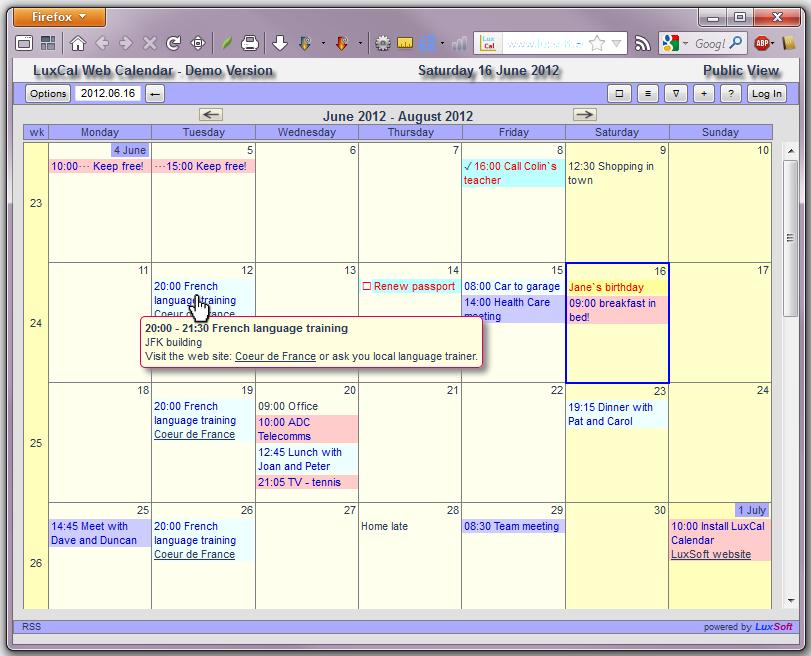 LuxCal Web Based Event Calendar