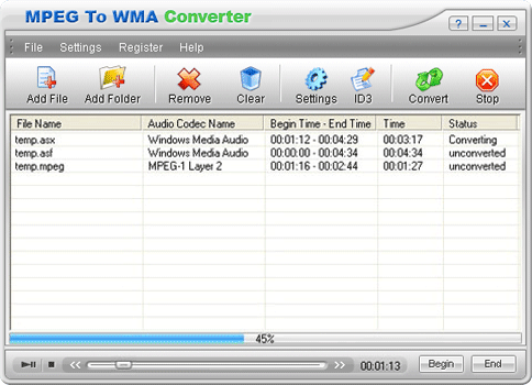 MPEG To WMA Converter