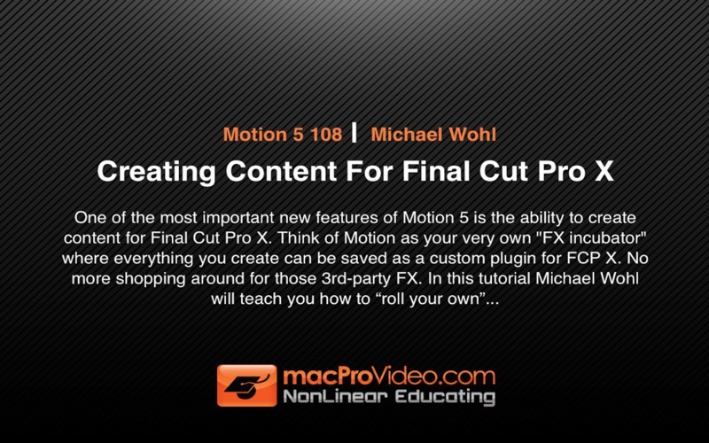 MPV's Motion 5 108 - Creating Content For Final Cut Pro X