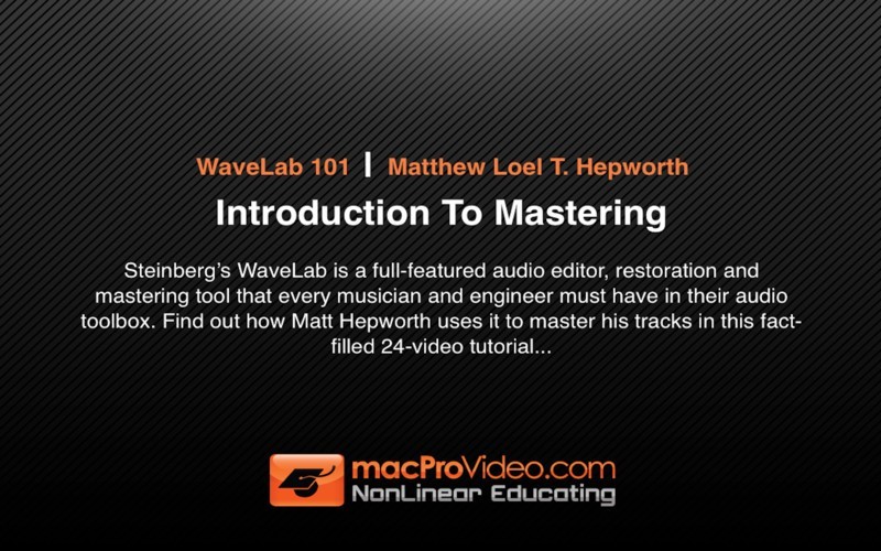 MPV's WaveLab 101 - Introduction To Mastering