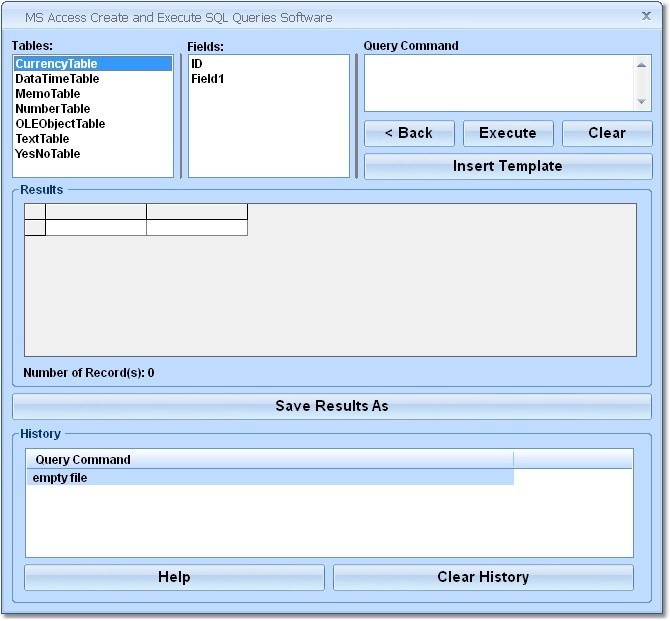 MS Access Create and Execute SQL Queries Software