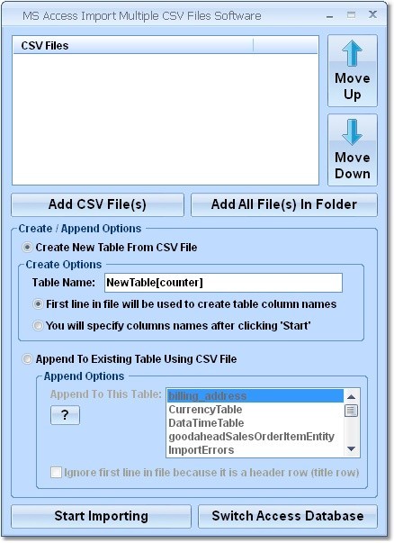 MS Access Import Multiple CSV Files Software
