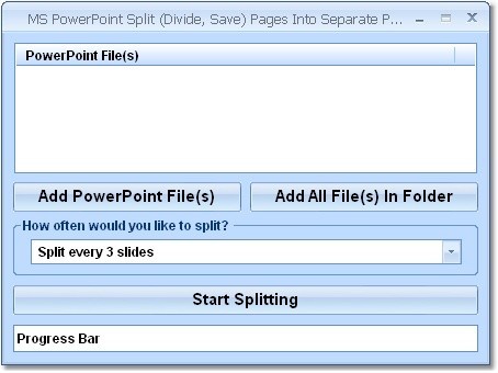 MS PowerPoint Split (Divide, Save) Pages Into Separate Presentations Software