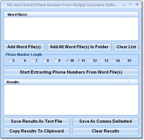 MS Word Extract Phone Numbers From Multiple Documents Software