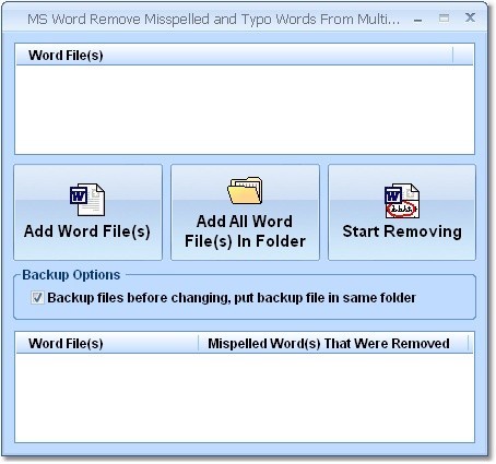 MS Word Remove Misspelled and Typo Words From Multiple Files Software