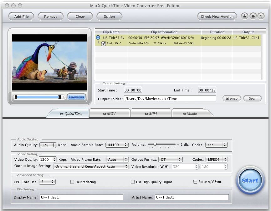 MacX QuickTime Video Converter Free Edit
