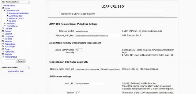 Moodle LDAP SSO Authentication Plugin