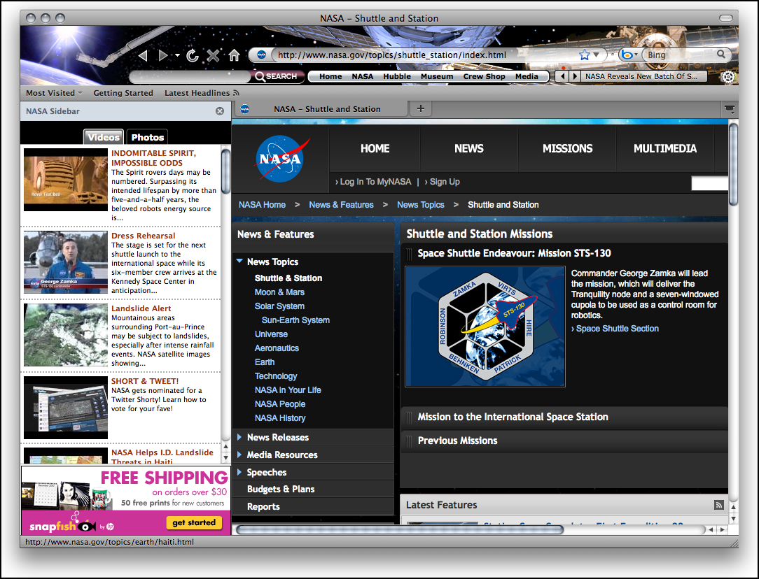 NASA Space theme for Firefox