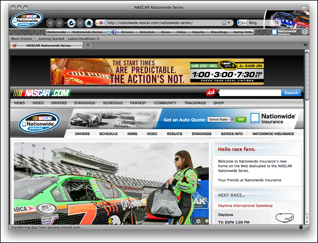 NASCAR Nationwide Series Firefox Theme