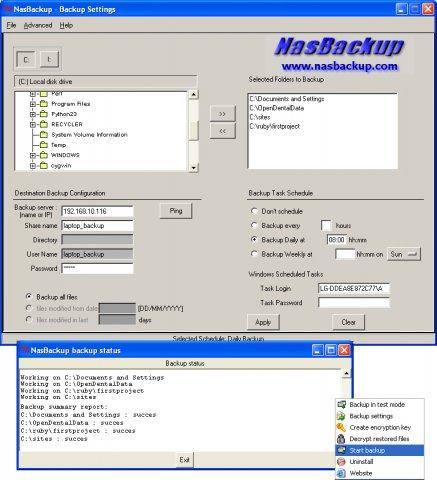 NasBackup backup to network disks