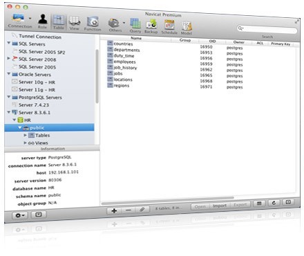 Navicat Premium (Cross-database Admin Tools for MySQL, SQLite, SQL Server, Oracle and PostgreSQL) for Mac OS X