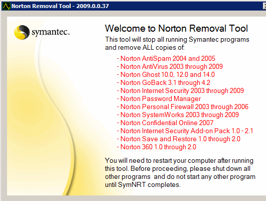 Norton Removal Tool 2010