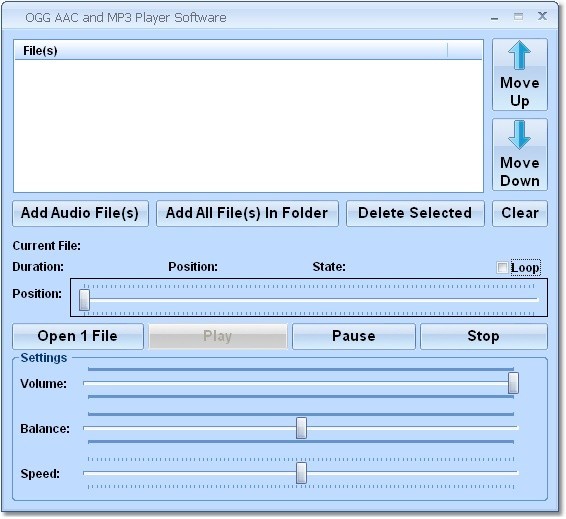 OGG AAC and MP3 Player Software