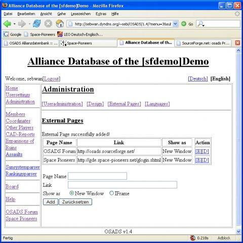 OSADS Alliance Database