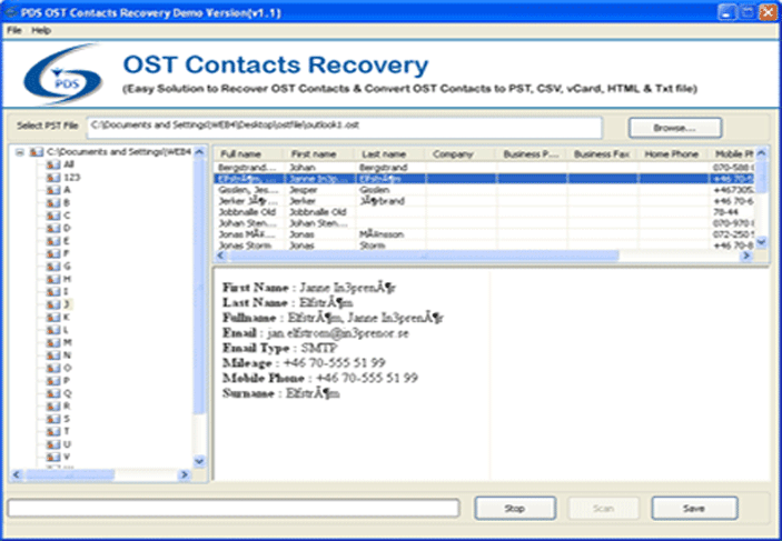 OST Contacts Recovery