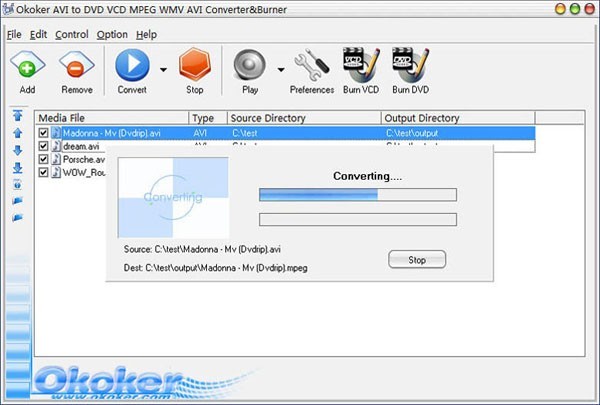 Okoker AVI to DVD MPEG ConverterBurner
